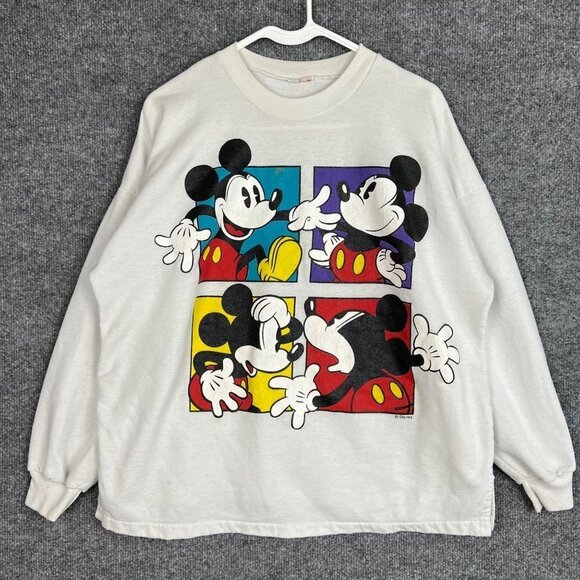 VINTAGE Disney Mickey Mouse Crewneck‎ Sweatshirt Women’s XL USA 90s - Picture 1 of 10